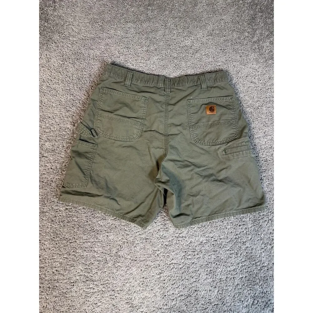 Carhartt Shorts Mens 38 Green Cargo Cotton Canvas Pockets 8 In Inseam Outdoors